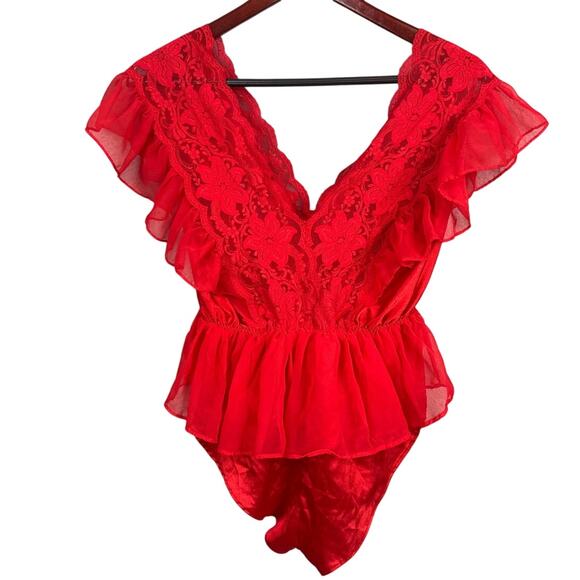 Vintage Lily Of France Satin And  Lace Teddy Bodysuit Liberation Era Coquette L - Picture 2 of 9